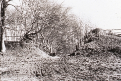 Darwell Furnace, gap in pond bay c.1936: Photo J. Manwaring Baines